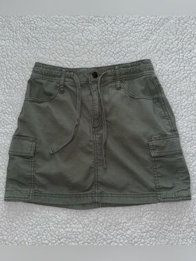 Hollister mini cargo skirt green drawstring pockets festival summer grunge S